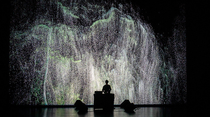 ryoichi kurokawa superimposes 3D data of architecture + nature into mind-bending installations