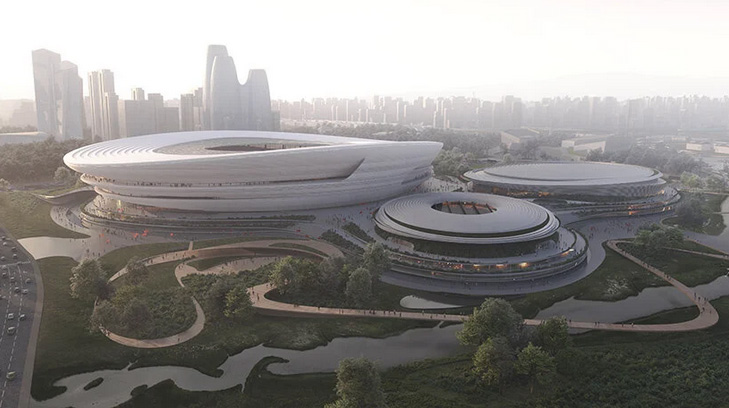 zaha hadid architects` terraced stadium echoes hangzhou tea farms