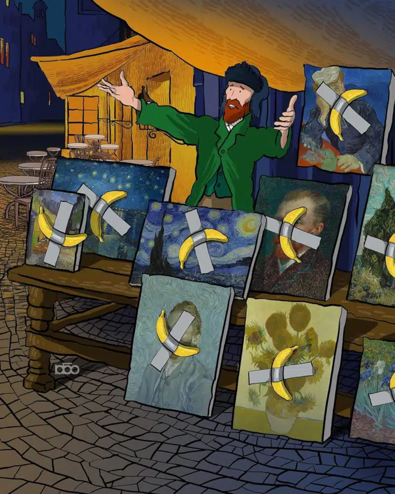 Artist Imagines Van Gogh Reacting to the Duct-Taped Banana Auction That`s Shaking up the Art World