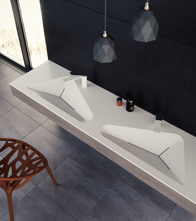 طراحی مدرن سینک حمام ملهم از اشکال و اشیا موجود در محیط شهری