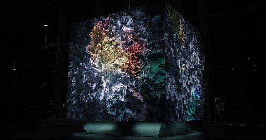 this real-time media sculpture illustrates big data through abstract art