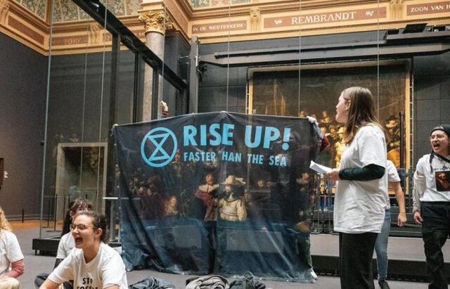 Climate Activist Group Protests at Rembrandt`s Night Watch at Rijksmuseum