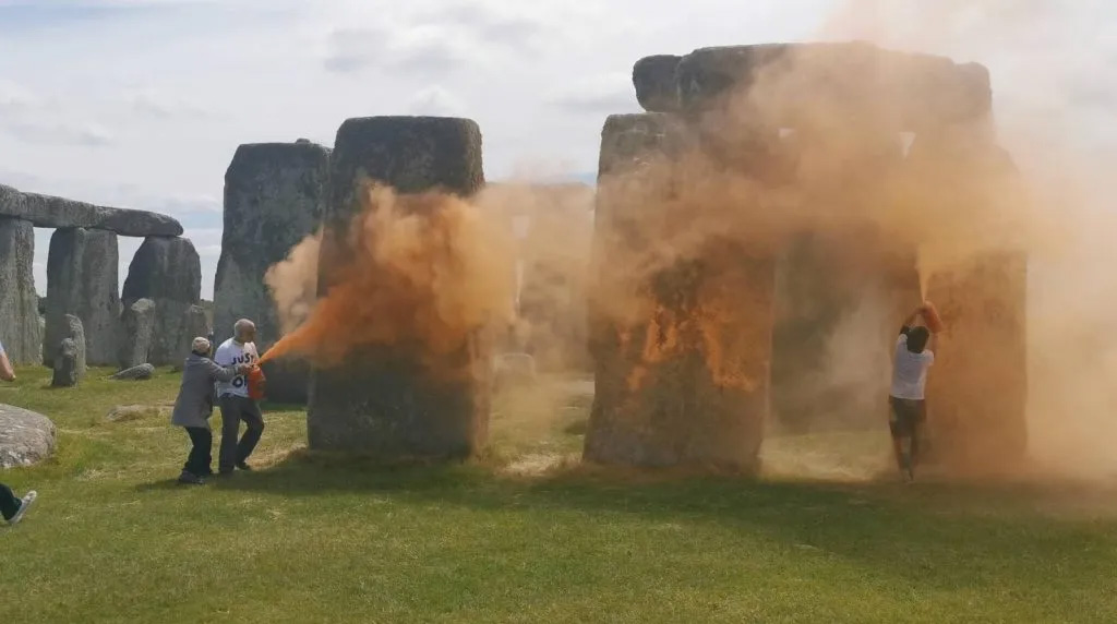 Third Just Stop Oil Activist Charged After Orange Paint Protest at Stonehenge Monument